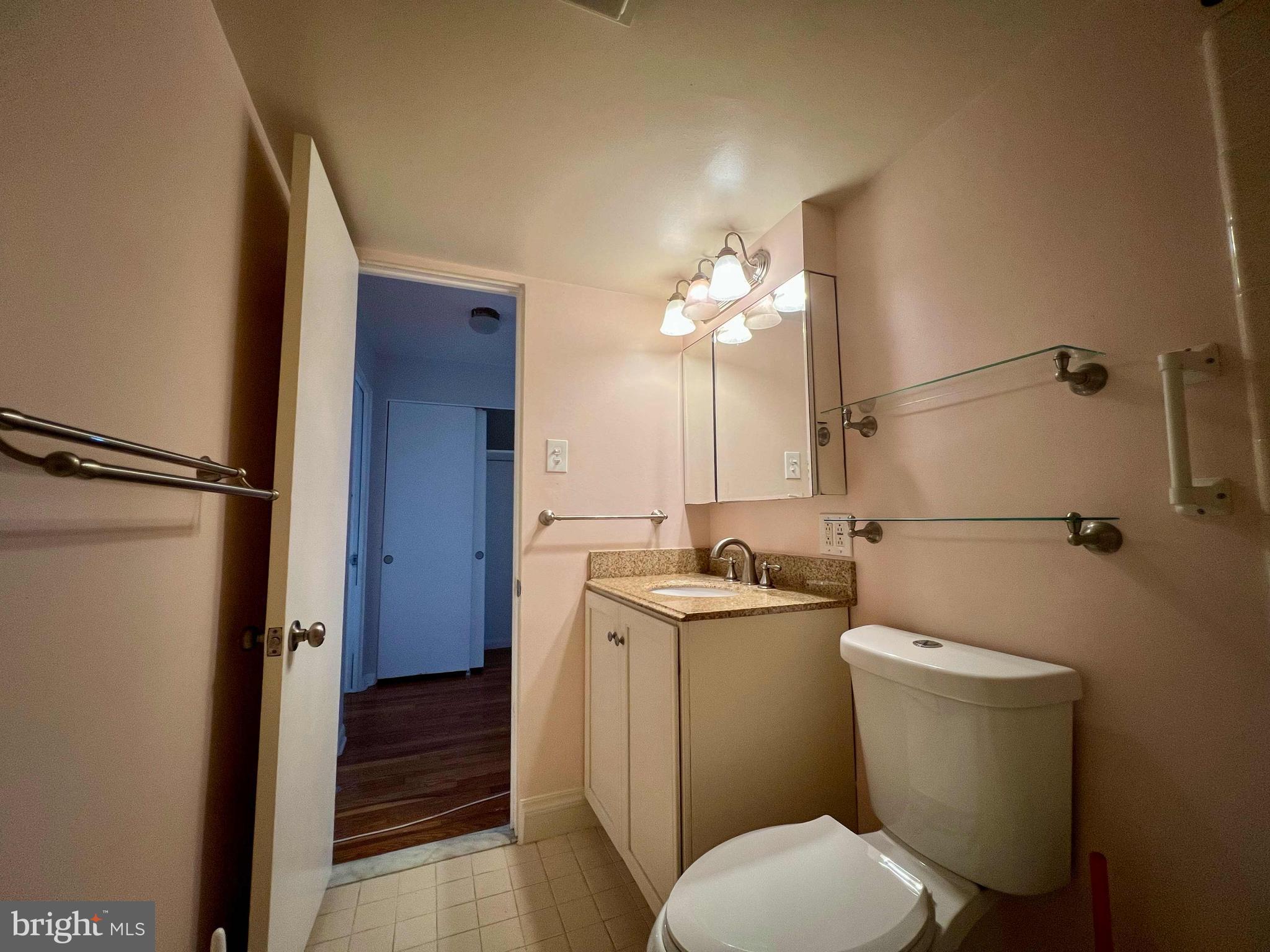 175 West King Street, Unit 107 Malvern, PA 19355 - Photo 13 of 27 a bathroom with a sink a toilet and shower a mirror