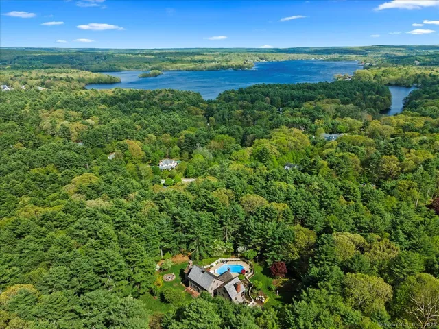 a view of a lake and a yard