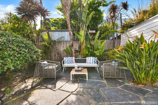 a view of outdoor space with seating space