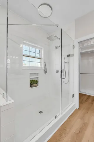 a view of an empty walk in closet