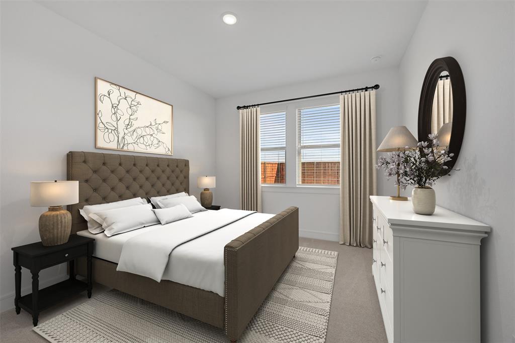 1014 Butterfly Lane Justin, TX 76247 - Photo 17 of 40 a bedroom with bed and a potted plant next to a window