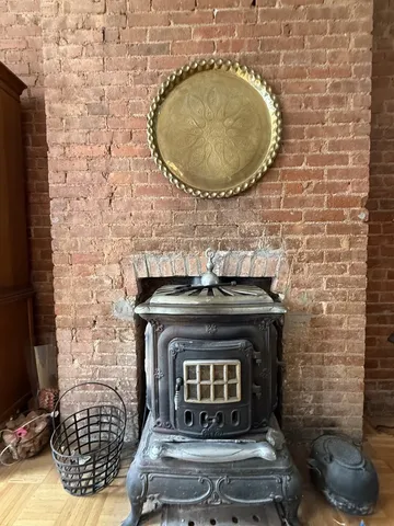 closeup of a fireplace