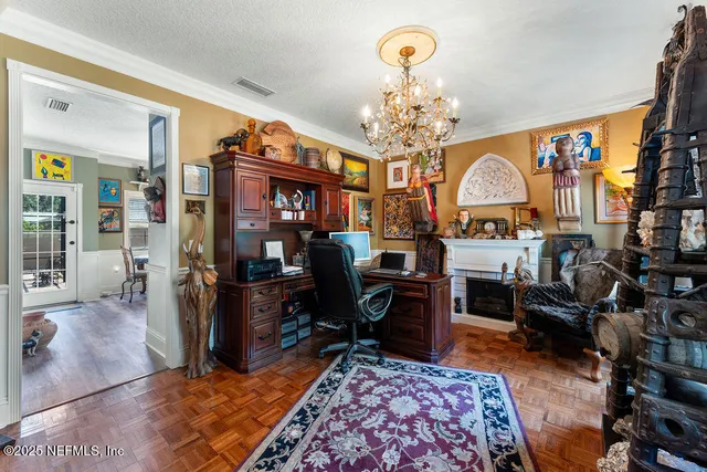 a bedroom with furniture and a bed