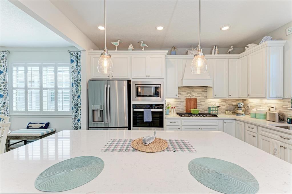 9272 Ballaster Pointe Loop Parrish, FL 34221 - Photo 17 of 79 a kitchen with kitchen island granite countertop a sink cabinets and stainless steel appliances