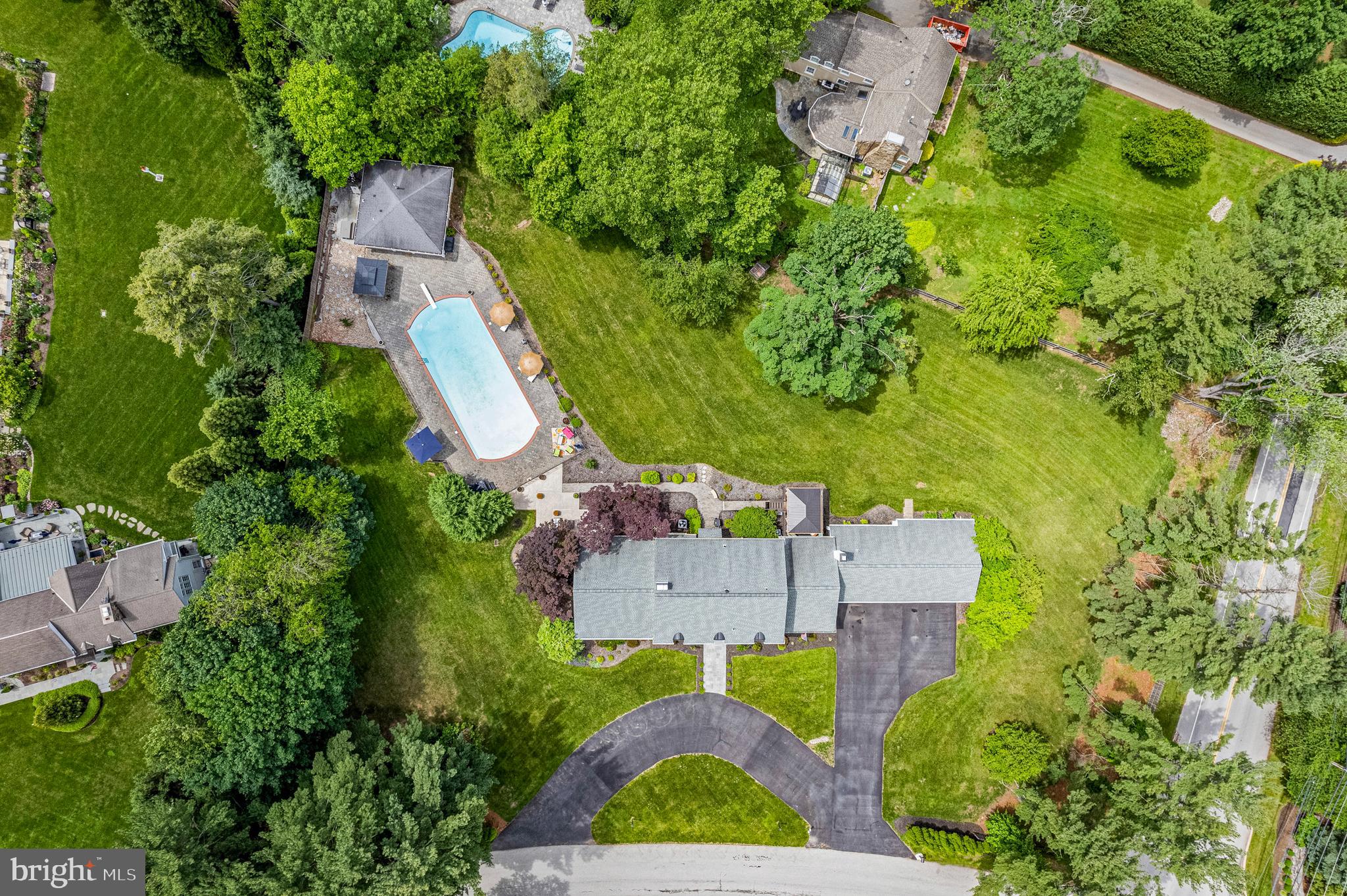 1179 Lafayette Road Wayne, PA 19087 - Photo 62 of 67 an aerial view of residential house with outdoor space and swimming pool