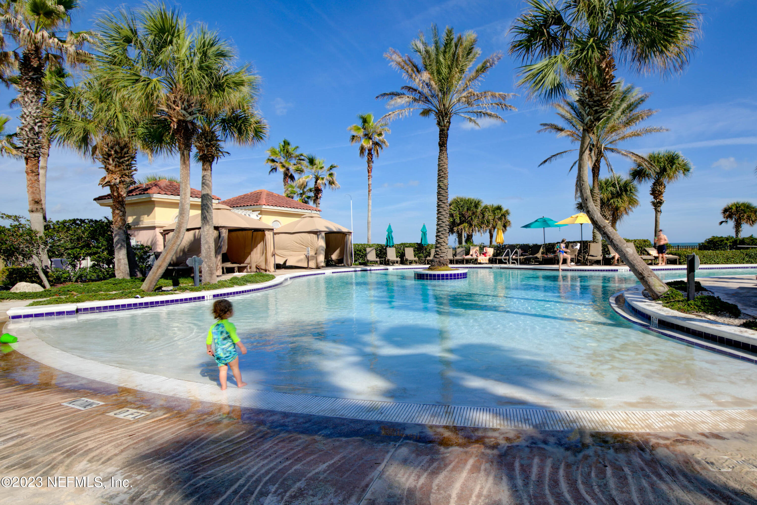 11 Ocean Ridge Boulevard Palm Coast, FL 32137 - Photo 33 of 41 a view of a swimming pool with a yard and palm trees