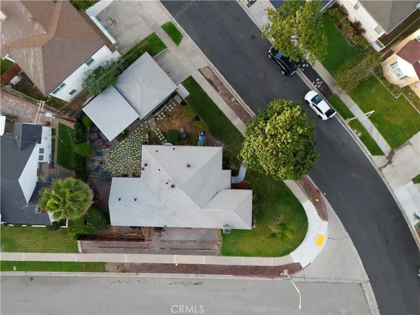 an aerial view of a house