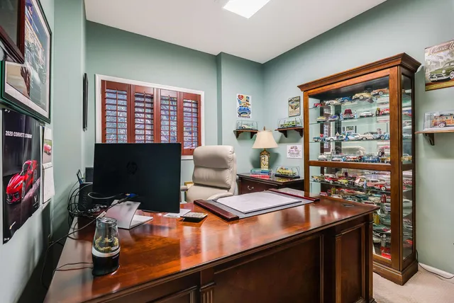 a view of balcony with wooden floor
