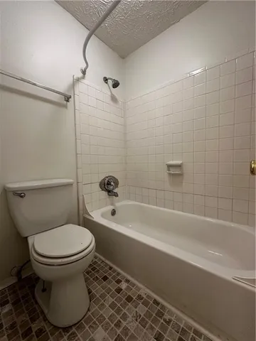 a bathroom with a toilet and a bathtub