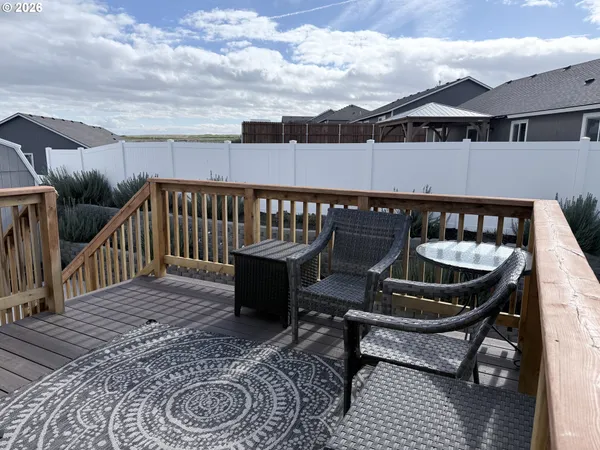 a view of a roof deck with couches