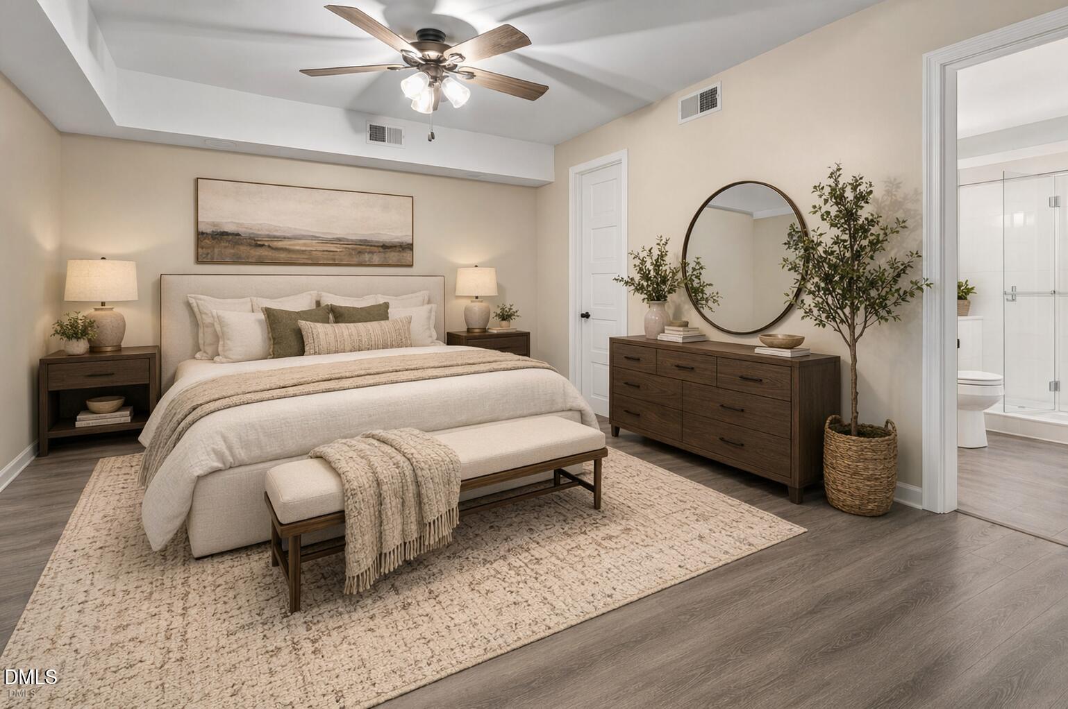 804 West Scotsdale Road Laurinburg, NC 28352 - Photo 25 of 46 a bedroom with a large bed and a chandelier