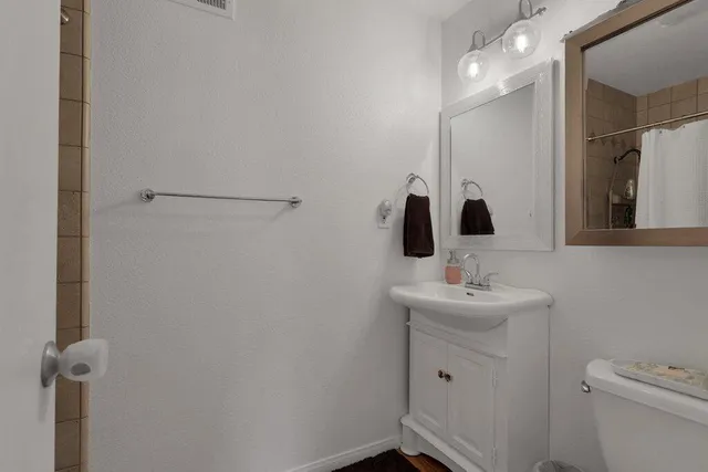 a bathroom with a bathtub