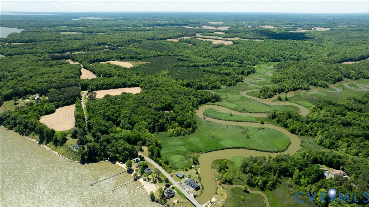 933 Pleasant Point Road Surry, VA 23883 - Photo 31 of 45 an aerial view of a house with a lush green forest