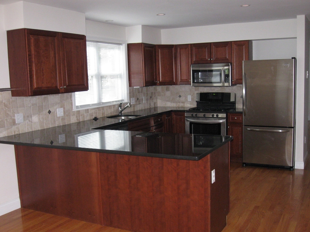 2856 Washington Street Boston, MA 02119 - Photo 29 of 39 a kitchen with stainless steel appliances granite countertop a stove a sink dishwasher a refrigerator and a microwave