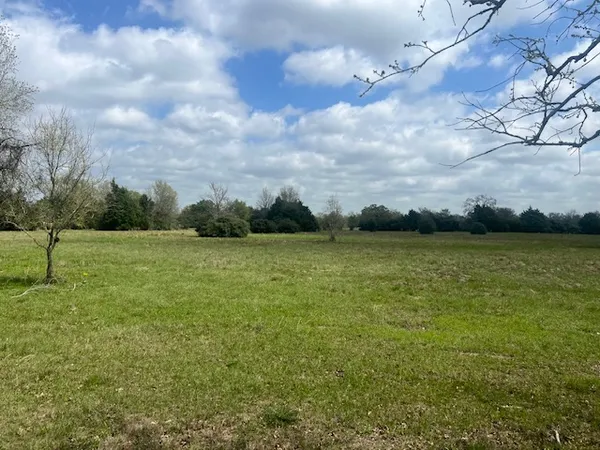 a view of a field with sitting area