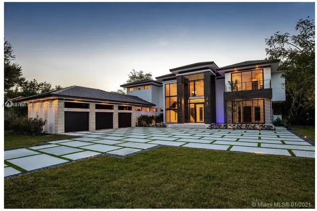 a front view of building with street