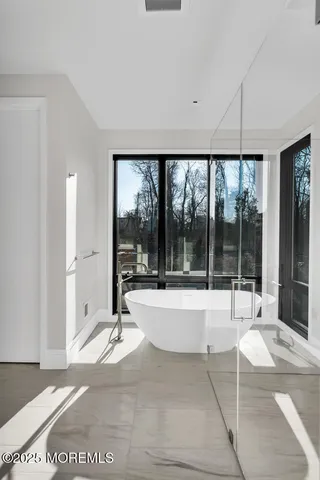 a living room with a large window