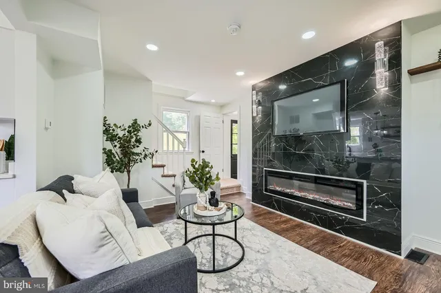 a living room with furniture