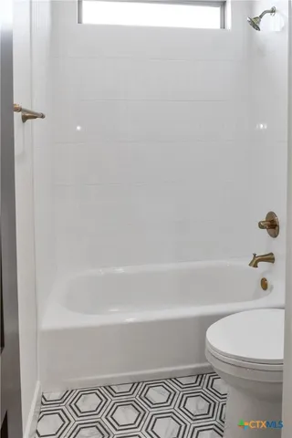 a bathroom with a toilet and a bathtub