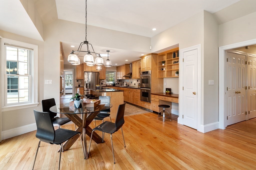 41 Janet Road Newton, MA 02459 - Photo 16 of 37 a view of a dining room with furniture and wooden floor