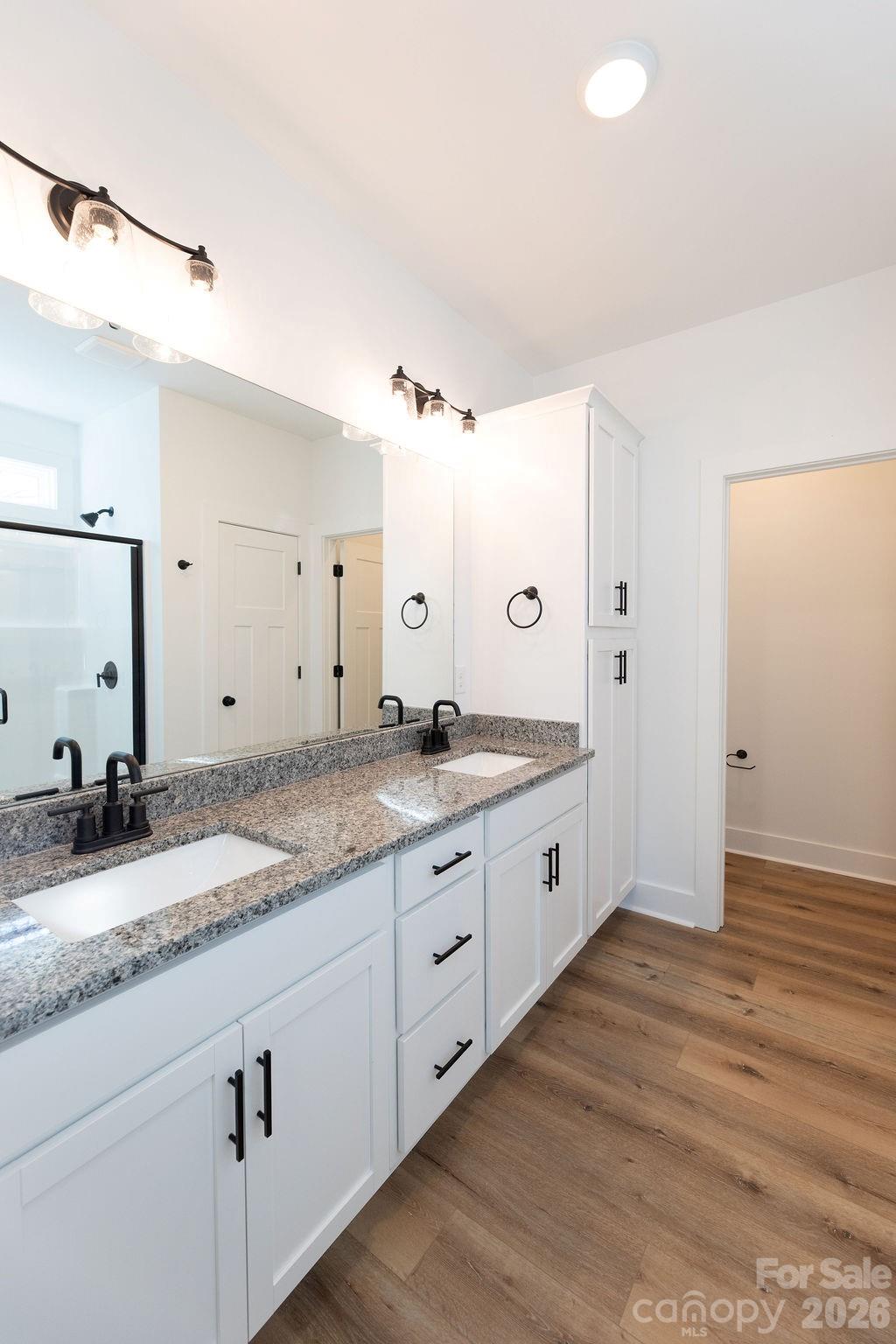 4018 Deerstone Lane Clover, SC 29710 - Photo 20 of 35 a spacious bathroom with a granite countertop sink and a mirror
