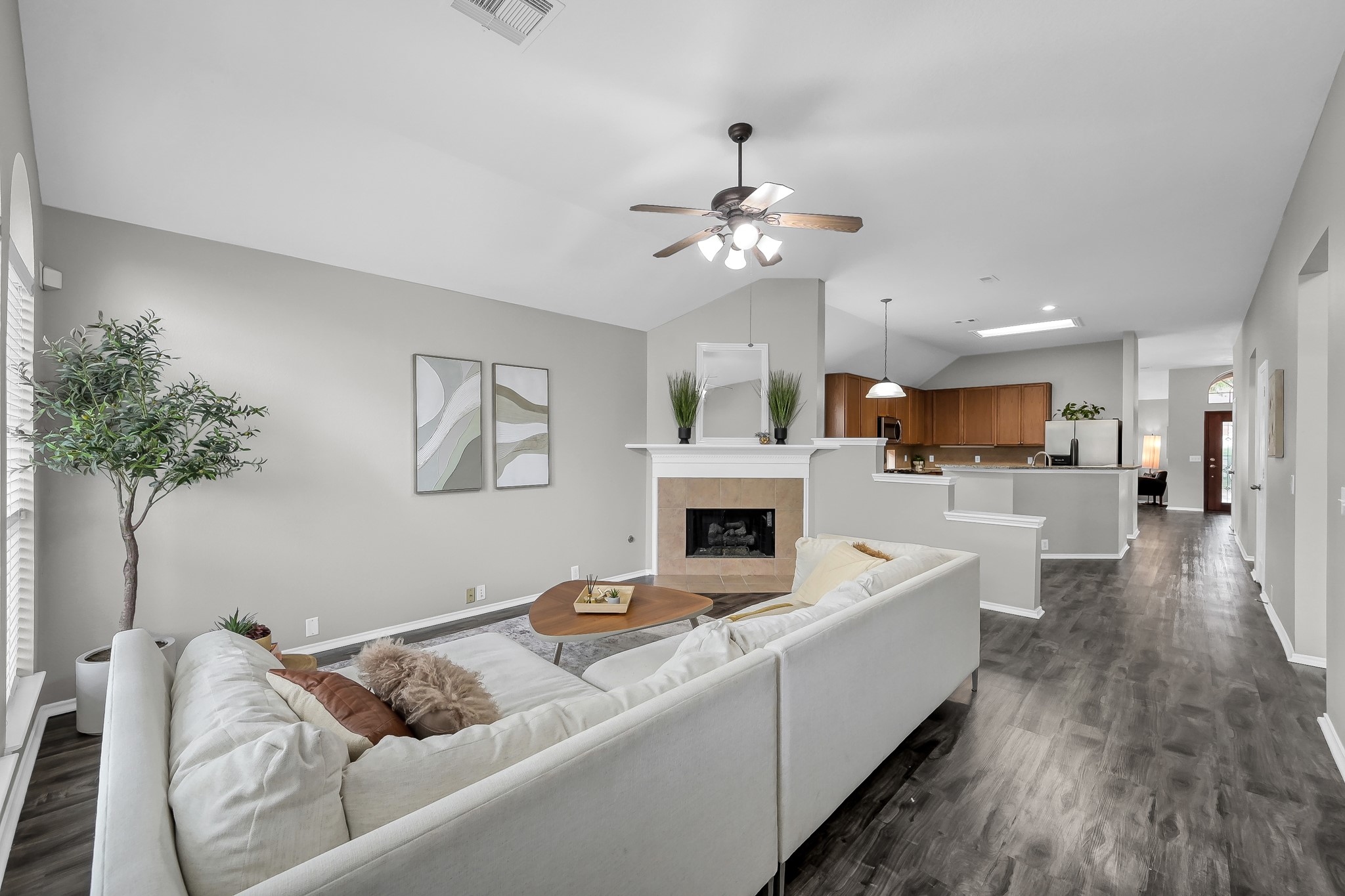 30206 Mesa Valley Drive Spring, TX 77386 - Photo 16 of 38 a living room with furniture and a fireplace