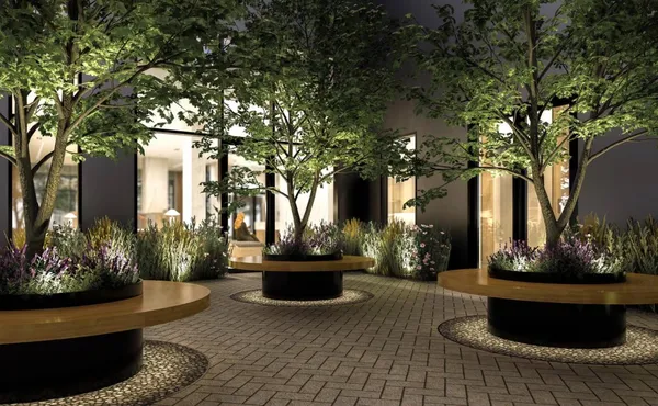 a view of a kitchen from the hallway