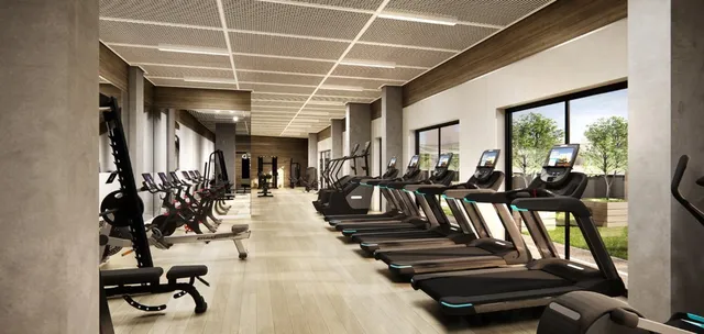 a view of a room with gym equipment