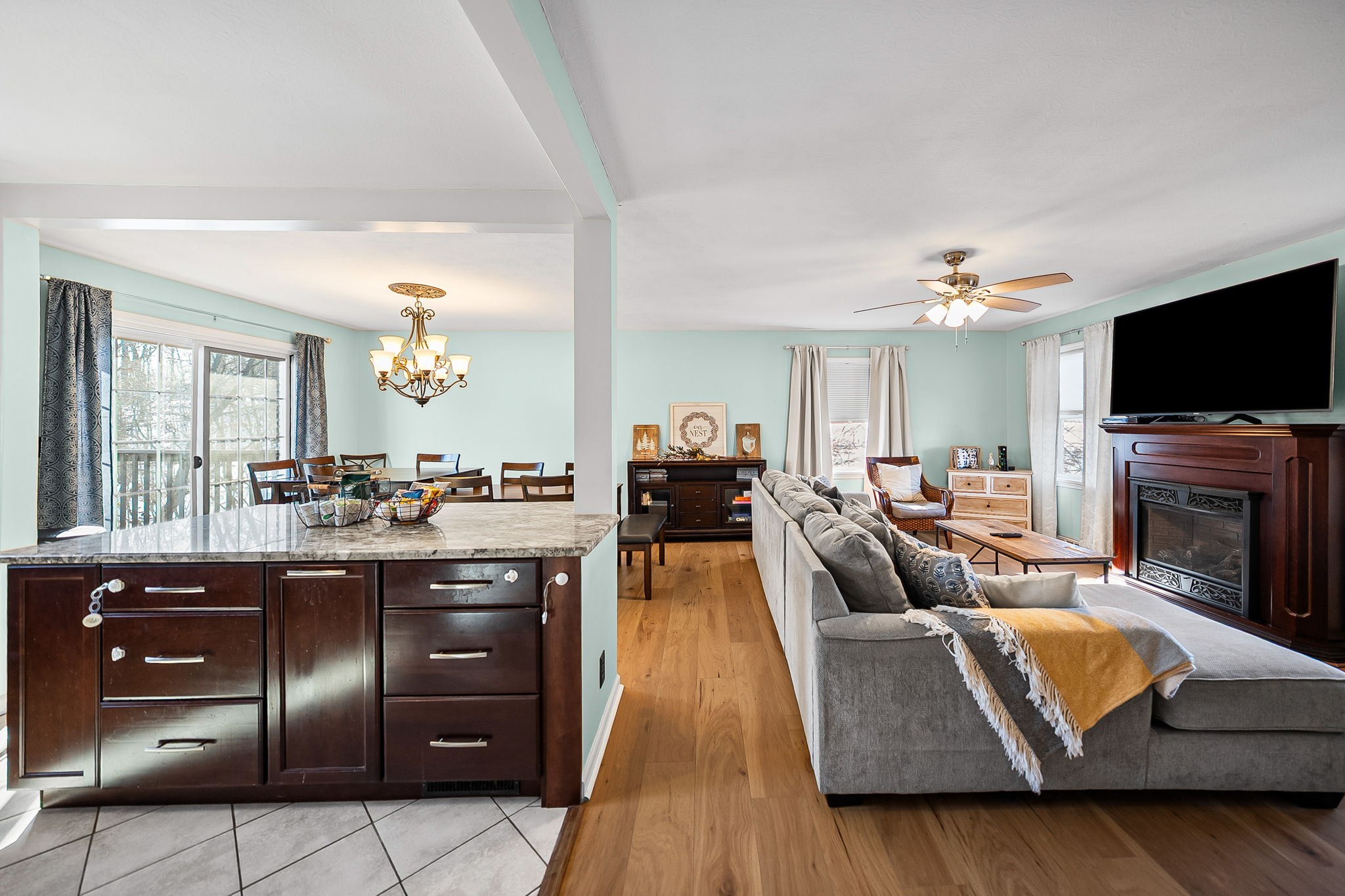 148 Green Hill Drive Grand Rivers, KY 42045 - Photo 9 of 65 a living room with fireplace furniture and a flat screen tv