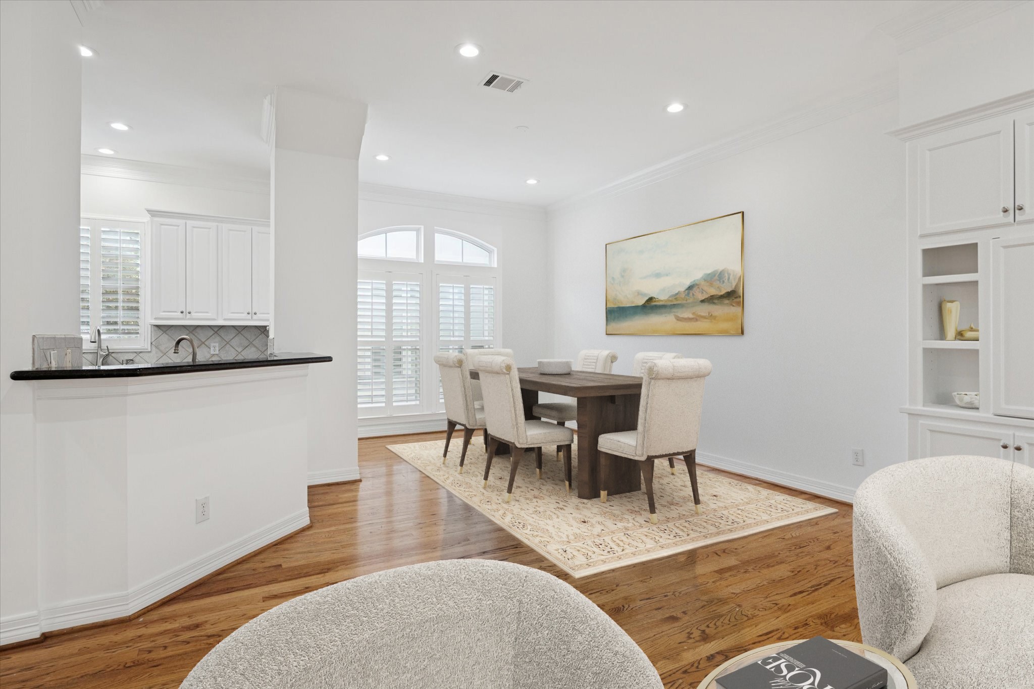 2638 Wroxton Road West University Place, TX 77005 - Photo 13 of 31 The dining room is perfectly located adjacent to the kitchen and living room; virtually staged