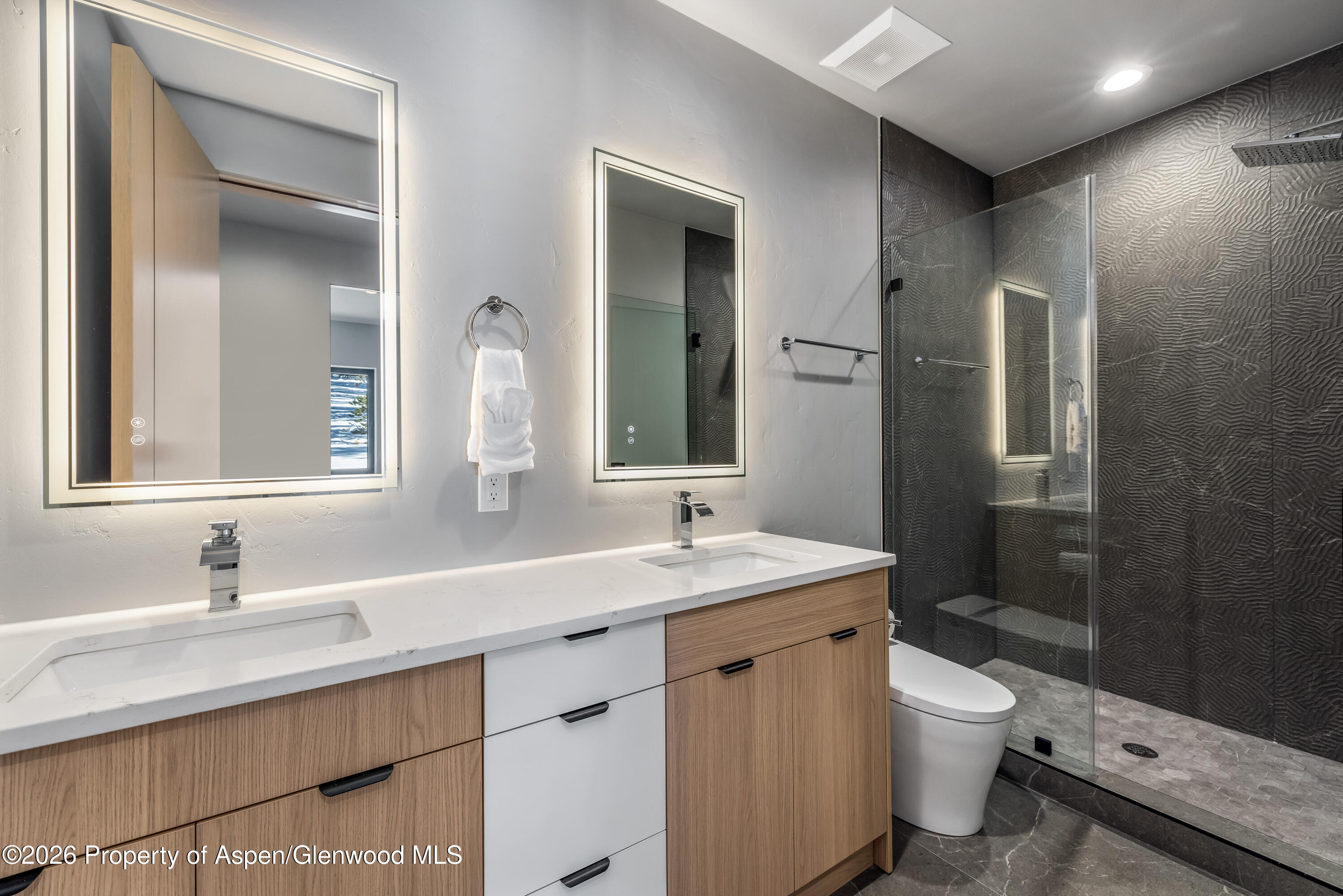 316 Fuller Placer Road Breckenridge, CO 80424 - Photo 40 of 52 a bathroom with a double vanity sink toilet and shower