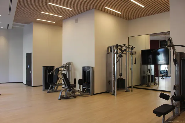 a view of a room with gym equipment