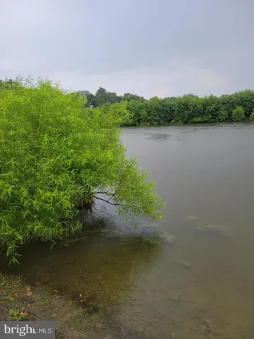 a view of a lake with houses in the back