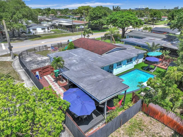 an aerial view of a house