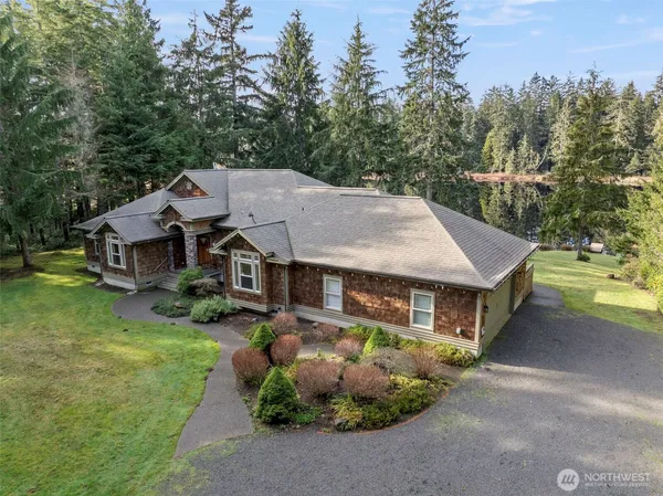 an aerial view of a house