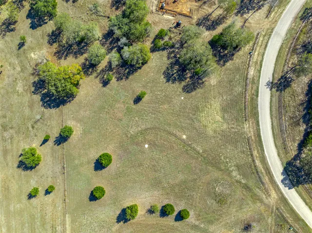 a view of a field with trees in the background