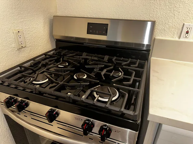 a close up of a stove