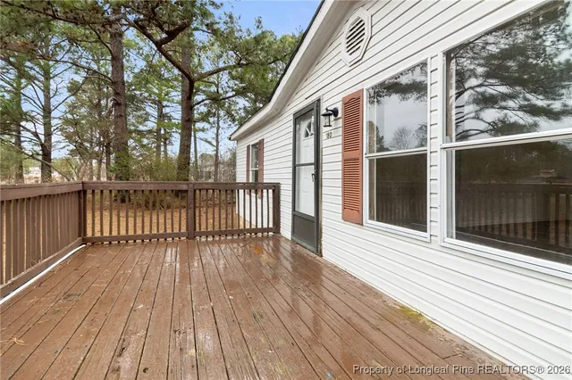a view of a wooden deck