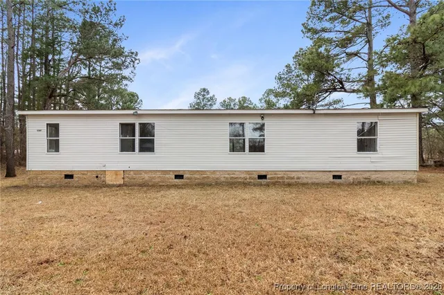 a view of a backyard with a large tree