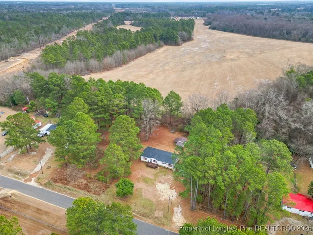 an aerial view of a houses with yard