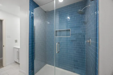a bathroom with a shower