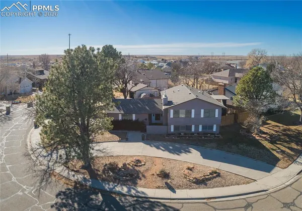 an aerial view of a house
