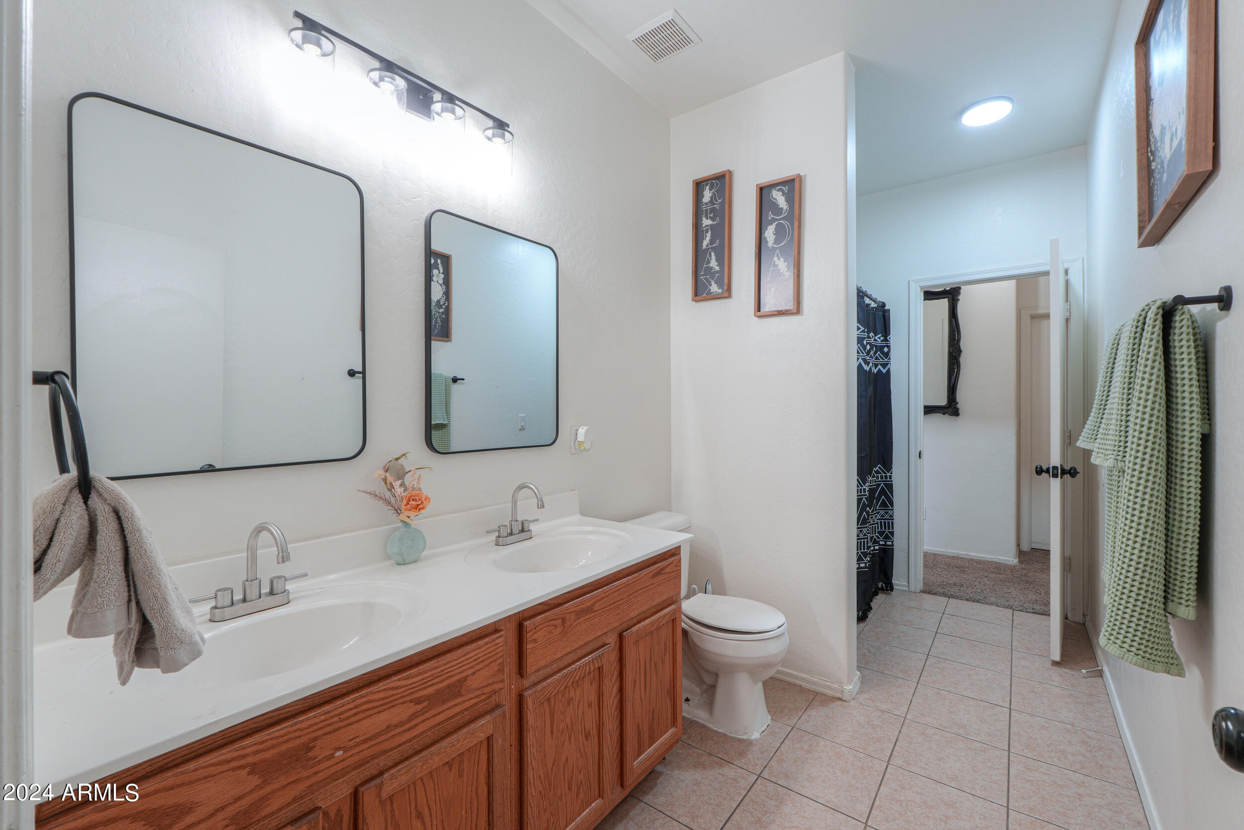 44236 Roth Road Maricopa, AZ 85138 - Photo 19 of 45 a bathroom with a double vanity sink mirror and toilet