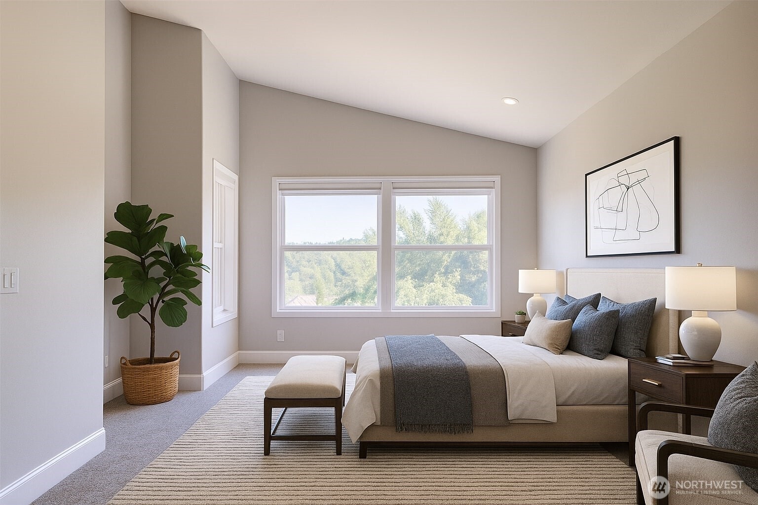 1408 Alpine View Place, Unit 2D Mount Vernon, WA 98274 - Photo 21 of 40 a spacious bedroom with a bed and a couch