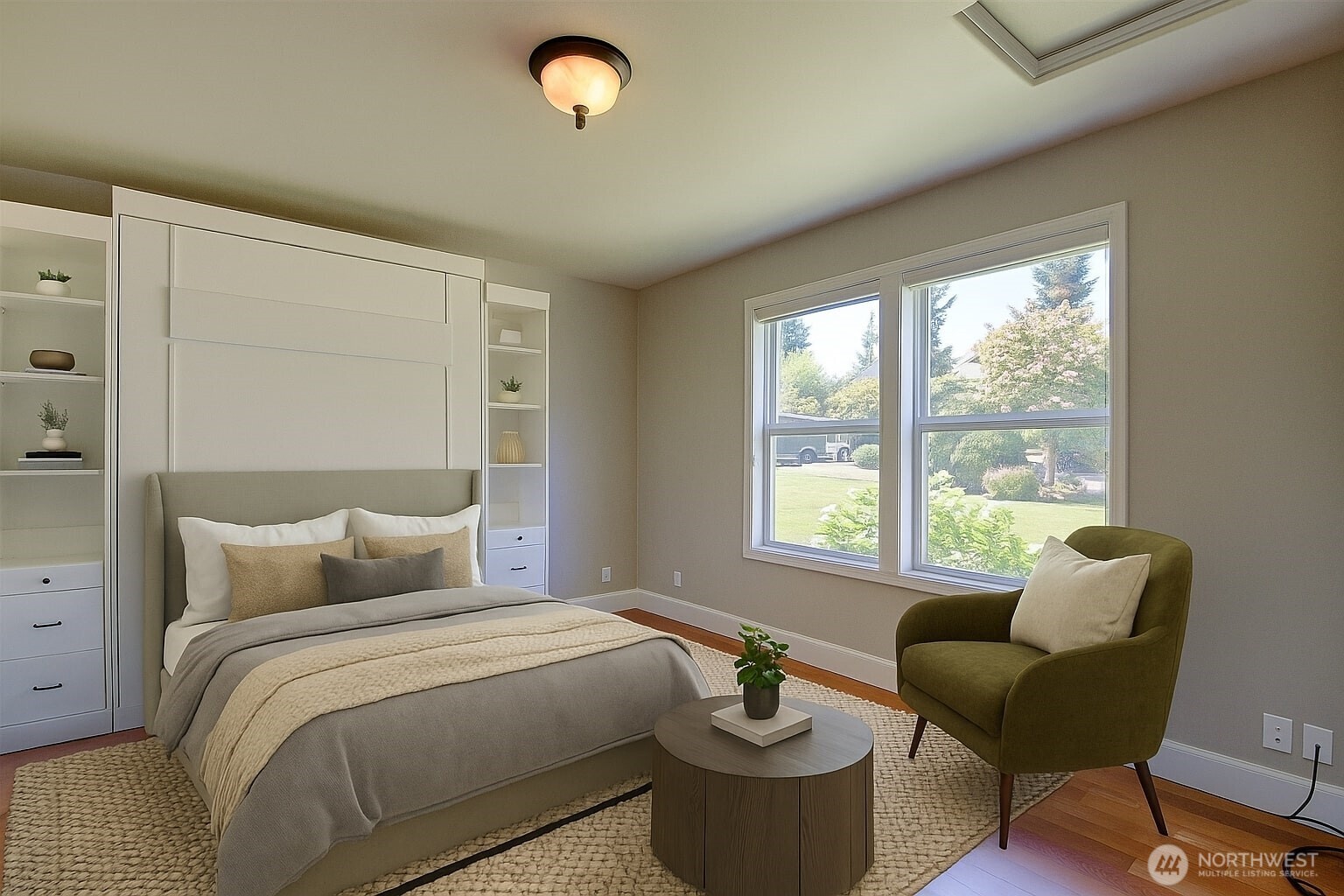 1408 Alpine View Place, Unit 2D Mount Vernon, WA 98274 - Photo 28 of 40 a bedroom with a bed and a large window