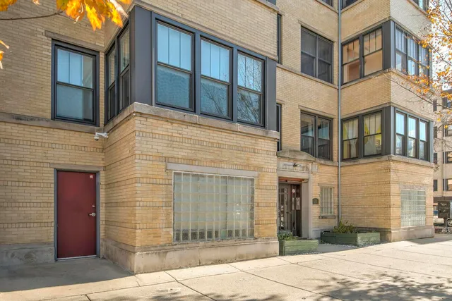 a front view of a building