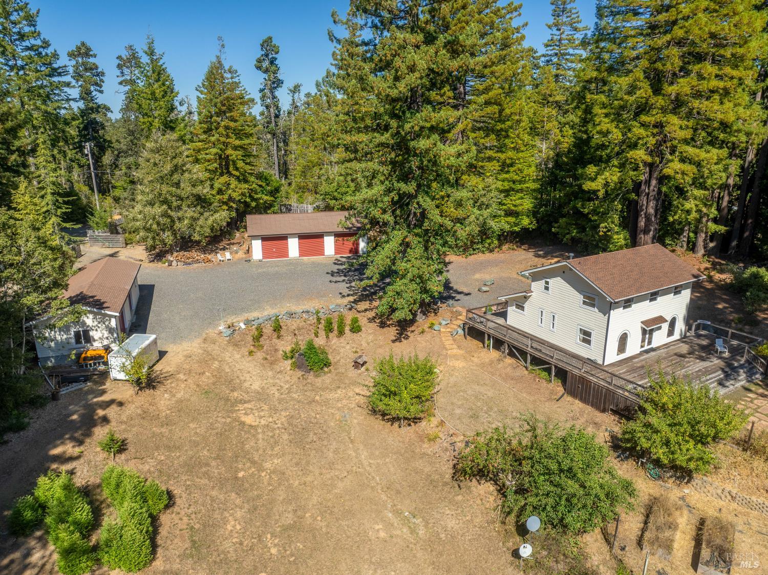 31026 Albion Ridge L Road Albion, CA 95410 - Photo 33 of 40 an aerial view of a house with a yard basket ball court and outdoor seating