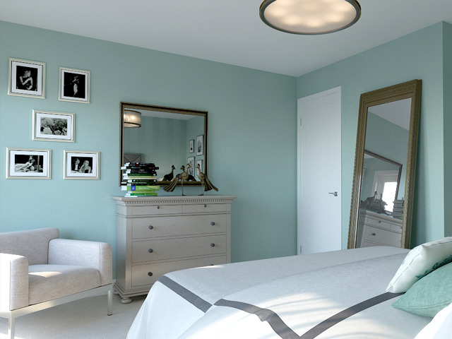 236 South Racine Avenue, Unit 303 Chicago, IL 60607 - Photo 11 of 11 a bedroom with a bed and a chandelier