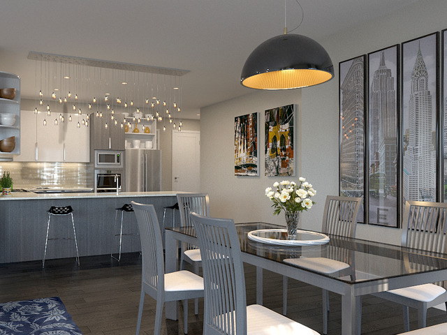 236 South Racine Avenue, Unit 303 Chicago, IL 60607 - Photo 4 of 11 a kitchen with stainless steel appliances granite countertop a table and chairs in it