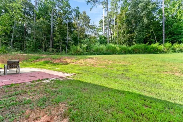 a view of field with trees in the background